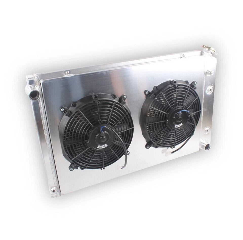 Radiador de 4 filas + ventiladores para camioneta Chevy 1973-87 Blazer 1973-1991 19 x 28-1/4" núcleo Foto 3 de 4