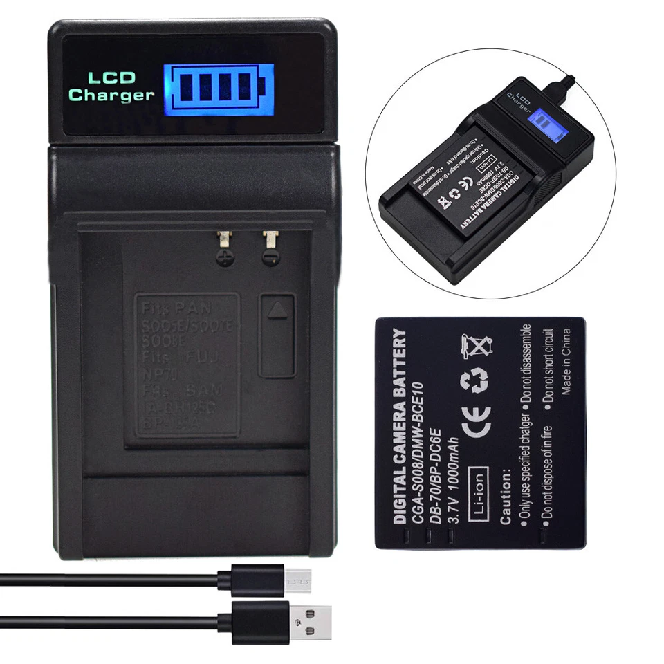 Batería 2 piezas + cargador USB para LEICA BP-DC6 E BP-DC6 U BC-DC6 C-LUX 2 C-LUX 3 Foto 3 de 4