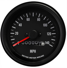 Vd 85mm 3-38 Mechanical Speedometer Odometer 140 Mph White Led Black Bezel