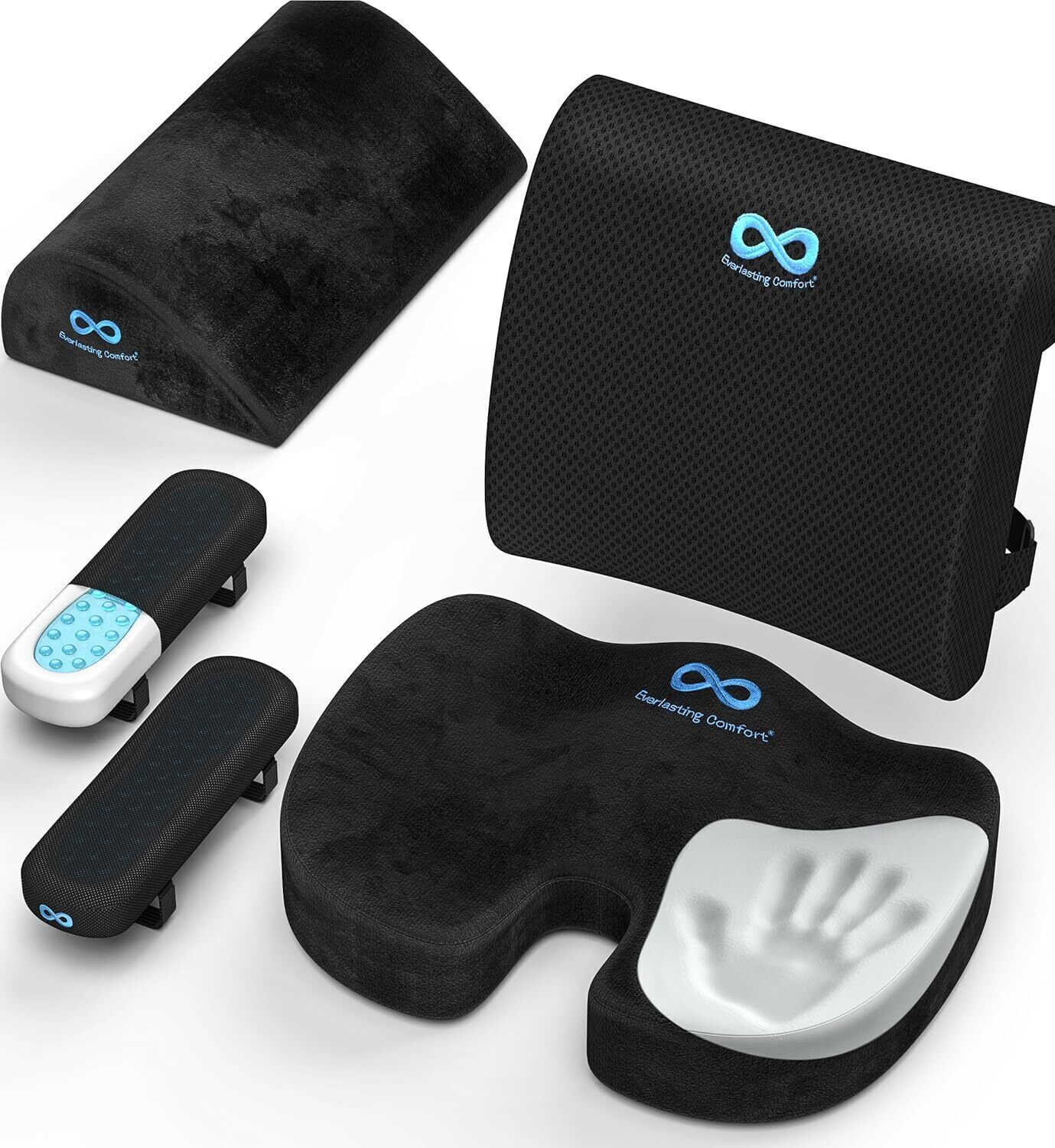 Back Cushion, Foot Rest, Arm Rest Pads - Complete Office Setup