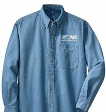 NS Denim shirts with front logo L.S. or S.S. Dark Denim or Light Denim