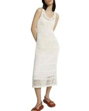 Theory L58902 Womens White Tissage Open Knit Lace Midi Dress Size P