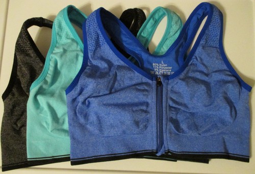Lot of 3 Women's Front Zip Racer Back Sports Bras Yoga (Large) - Picture 33 of 43