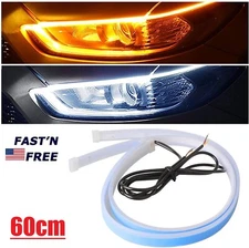 2×LED Daytime Running Light Strip Flexible Dynamic Car LED Hood Light Waterproof