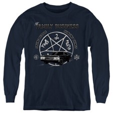 Supernatural Kids Long Sleeve Shirt Family Business Quote Navy Tee