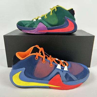 Nike Zoom Freak 1 Shoes Boys 7Y Blue Green Giannis Sneakers Basketball Sports
