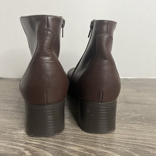 Aj Valenci Dark Brown Upper Leather Chunky Heel Ankle Boots Size 12M - Picture 8 of 14