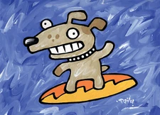 SURF DOG Original Street Urban Pop Art Surfboard Poster Print - MIKE DAILY