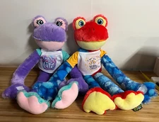 2 Plush  Funky Frogs with shirts - One Purple & One Blue -w/ Tags 2022
