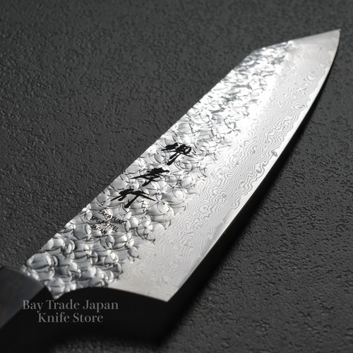 Sakai Takayuki SPG2 Hammered Damascus Wa Kengata Santoku Knife 160mm Rosewood - Picture 6 of 11