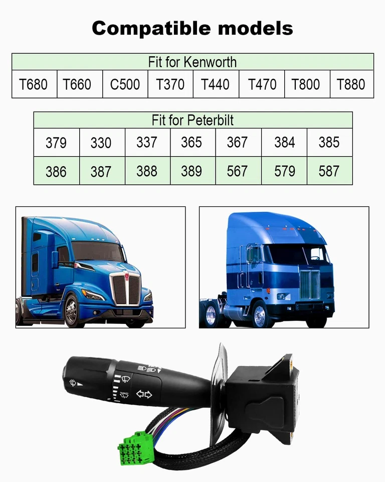 Turn Signal Windshield Wiper Switch For Kenworth T680 T800 Peterbilt 579 387/9/ — 第 2/4 张图片