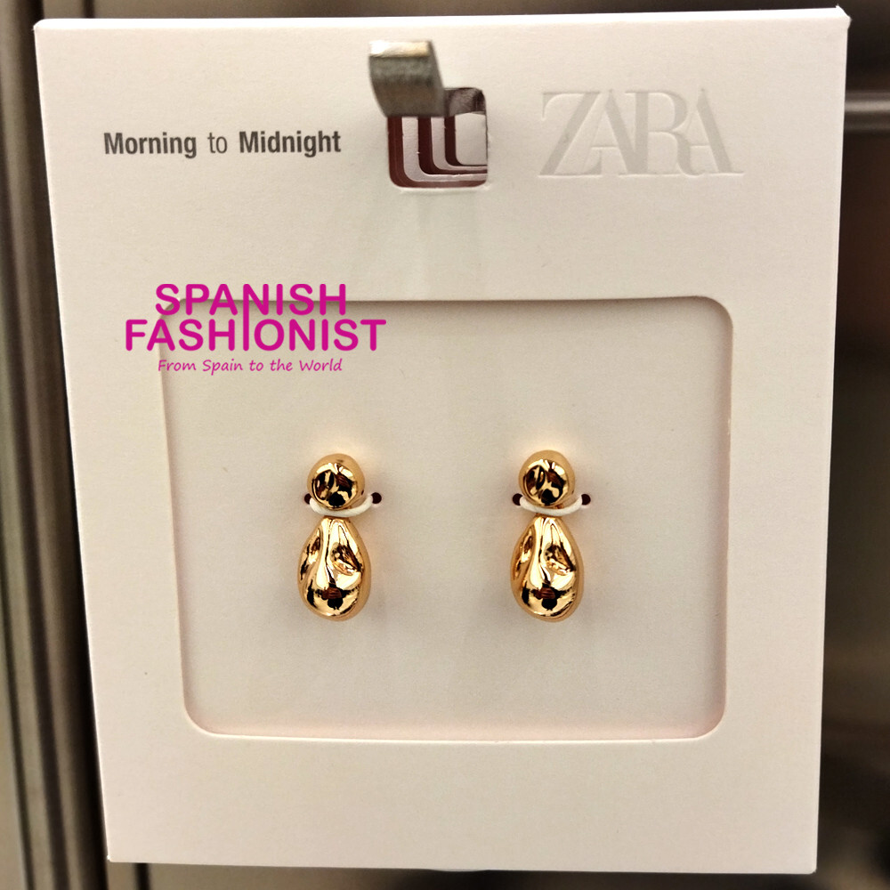 ZARA WOMAN SS25 GOLDEN IRREGULAR DOUBLE SPHERE EARRINGS 4736