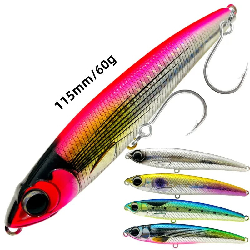 110mm 60g Sinking Pencil Fishing Lure Big Game Artificial Hard Bait 5X Hook New