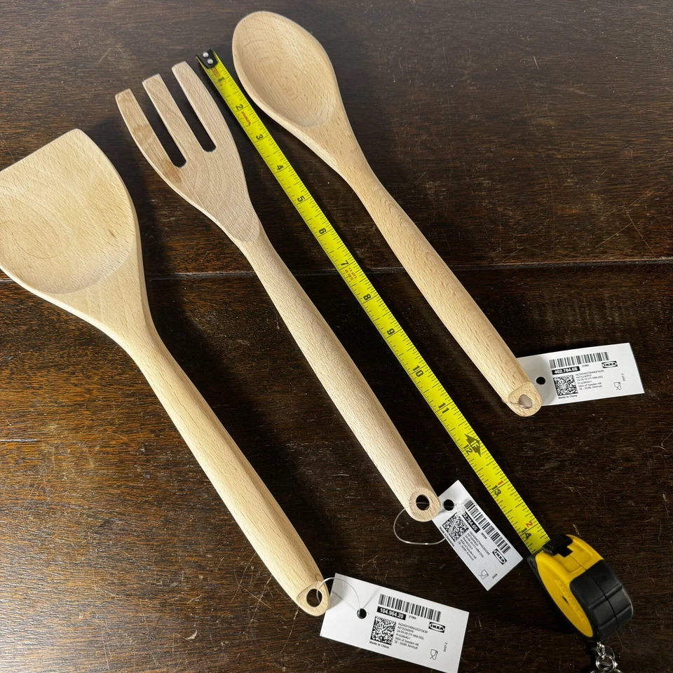 3 piezas Cuchara de madera de bambú Tenedor Espátula Cocina Utensilios Mezcladores IKEA de SUECIA NUEVO Foto 4 de 4