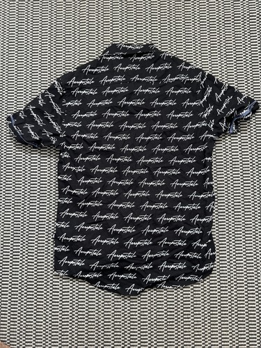 Aeropostal Mens Short Sleeve Dress Shirt Size small Black/White all cotton - Picture 6 of 8