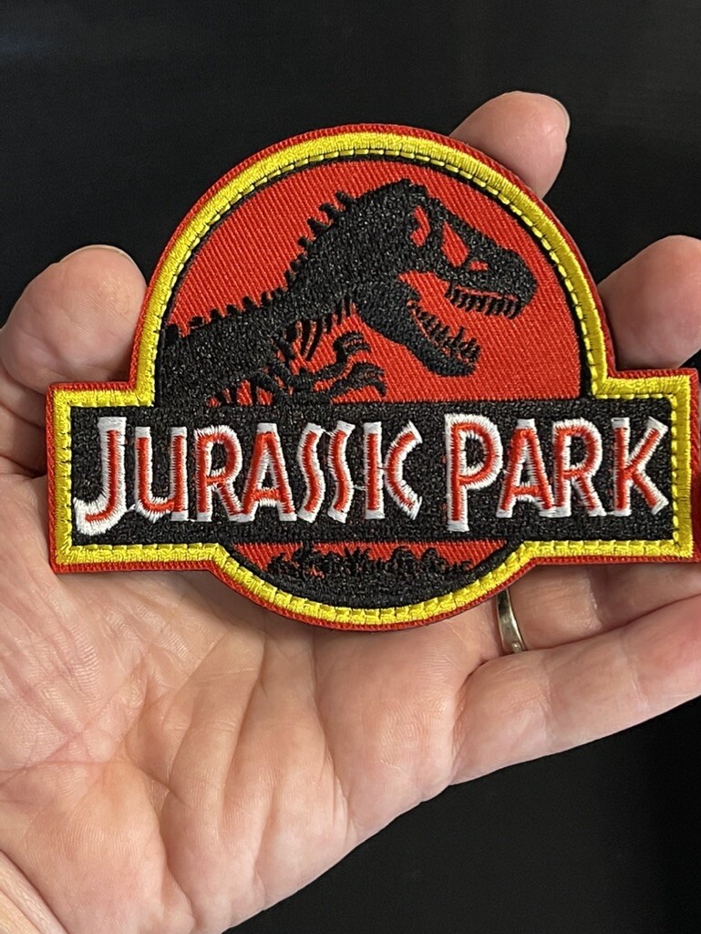 T-Rex Patch Jurassic Park Ranger Movie Logo - (2-Pack) - Iron-On Or Sew ...
