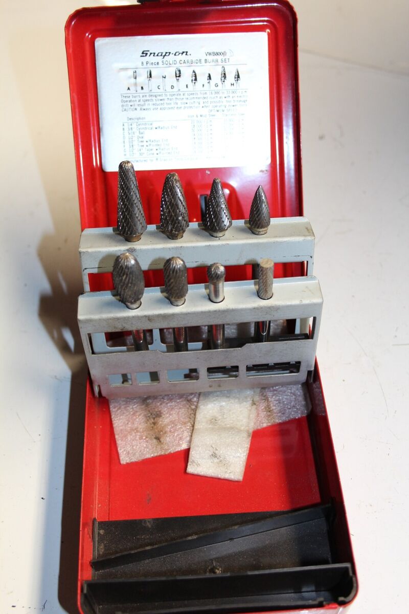 SNAP-ON TOOLS 8 pc Carbide Burr Set Grinding burrs VWB800D SNAP-ON TOOLS 8 pc Carbide Burr Set Grinding burrs VWB800D