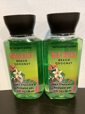 2 Bath And Body Works Waikiki Beach Coconut Shea + Vitamin Shower Gel 3 Fl OZ