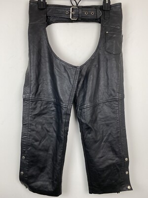 S Collection size Large Black Leather Motorcycle Riding Chaps