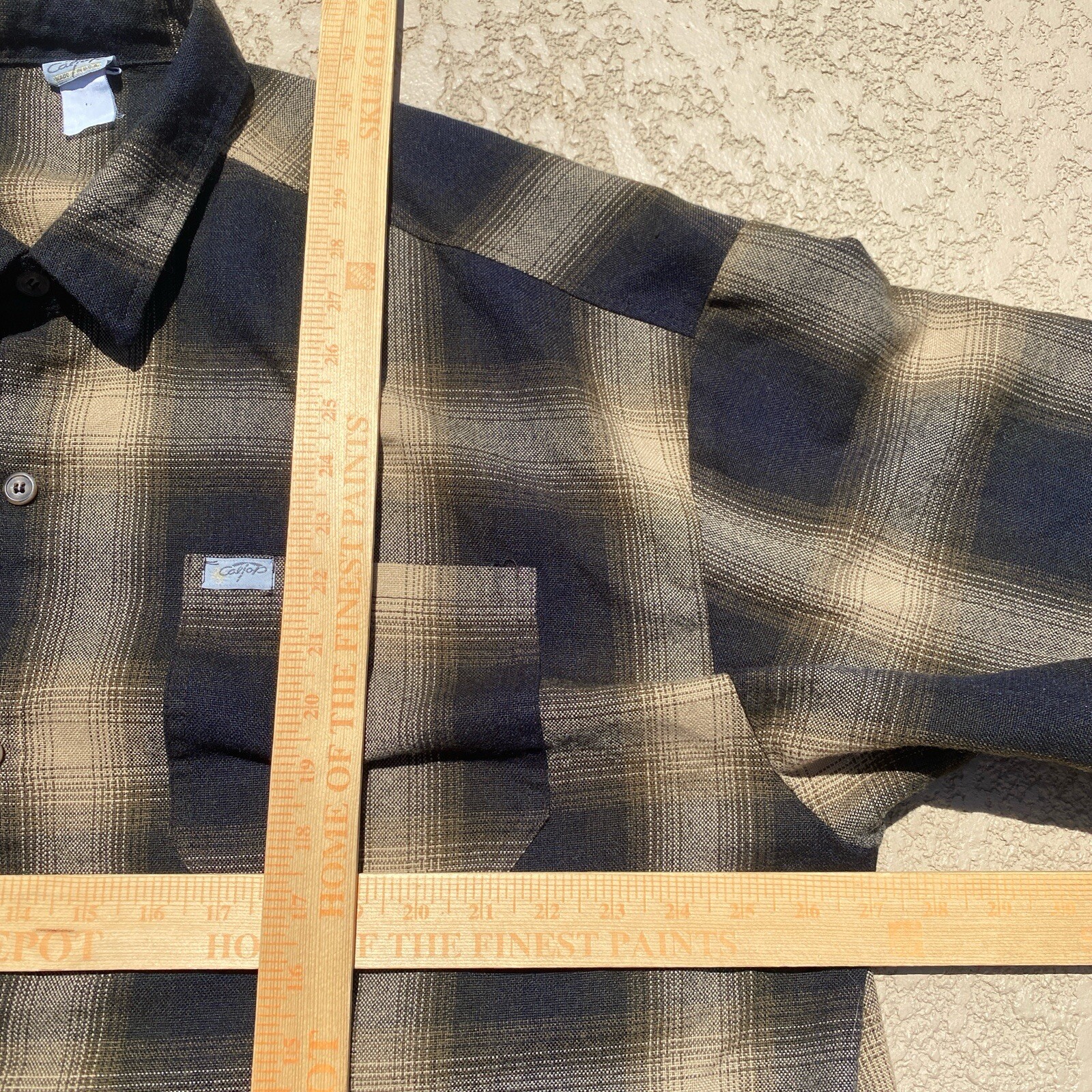 CalTop Flannel Shirt Mens 3XL Black Brown Plaid Long Sleeve USA Made