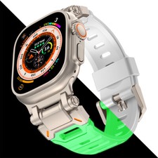 Soft FKM Rubber Band For Apple Watch Ultra 49mm 98765 42/44/45mm Bracelet Strap