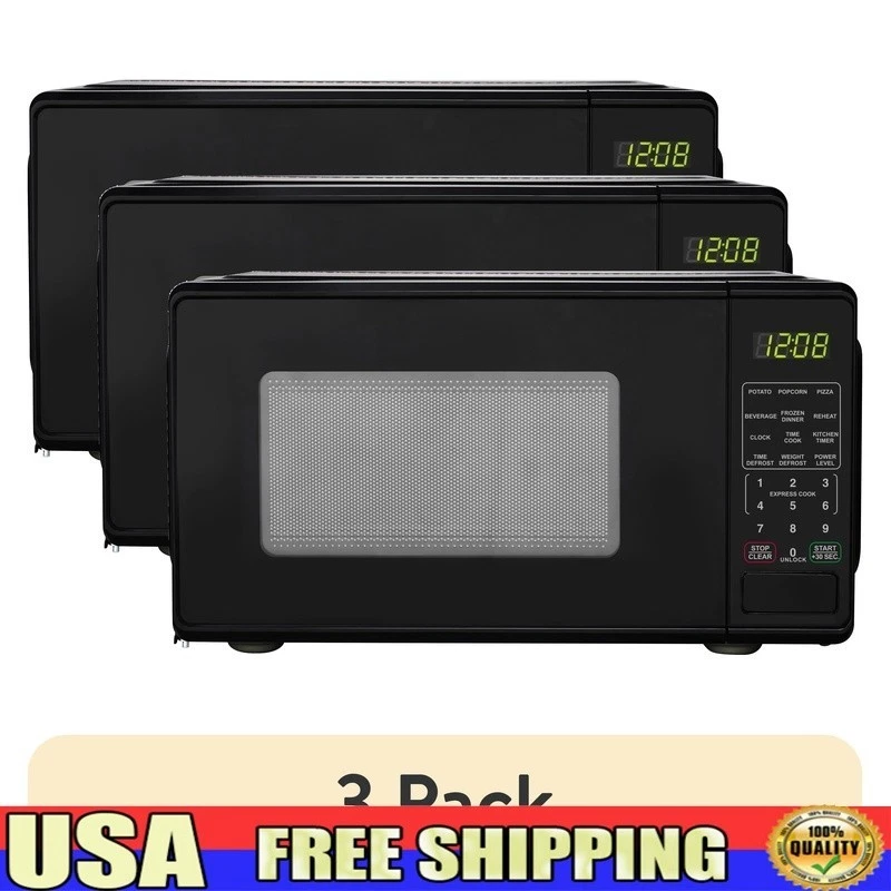 Compact 0.7 Cu Ft Countertop Microwave Oven 700 Watts Timer Defrost Child Lock