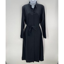 Athleta Urbanite Shirt Dress Medium Black Button Down Performance Travel Midi