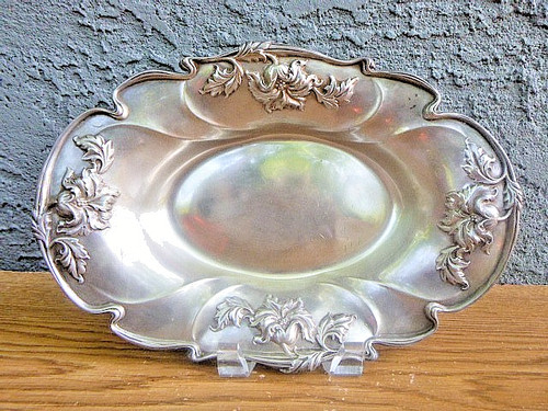 Antique Vintage Forbes Silver Co. Quadruple Plate Art Nouveau Style Dish 12''