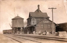 FLAGLER Colorado Railroad Depot Rock island Railway RPPC Photo Postcard COPY