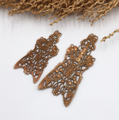 Vintage Copper Filigree Bug With Wings Stamping (MP9)