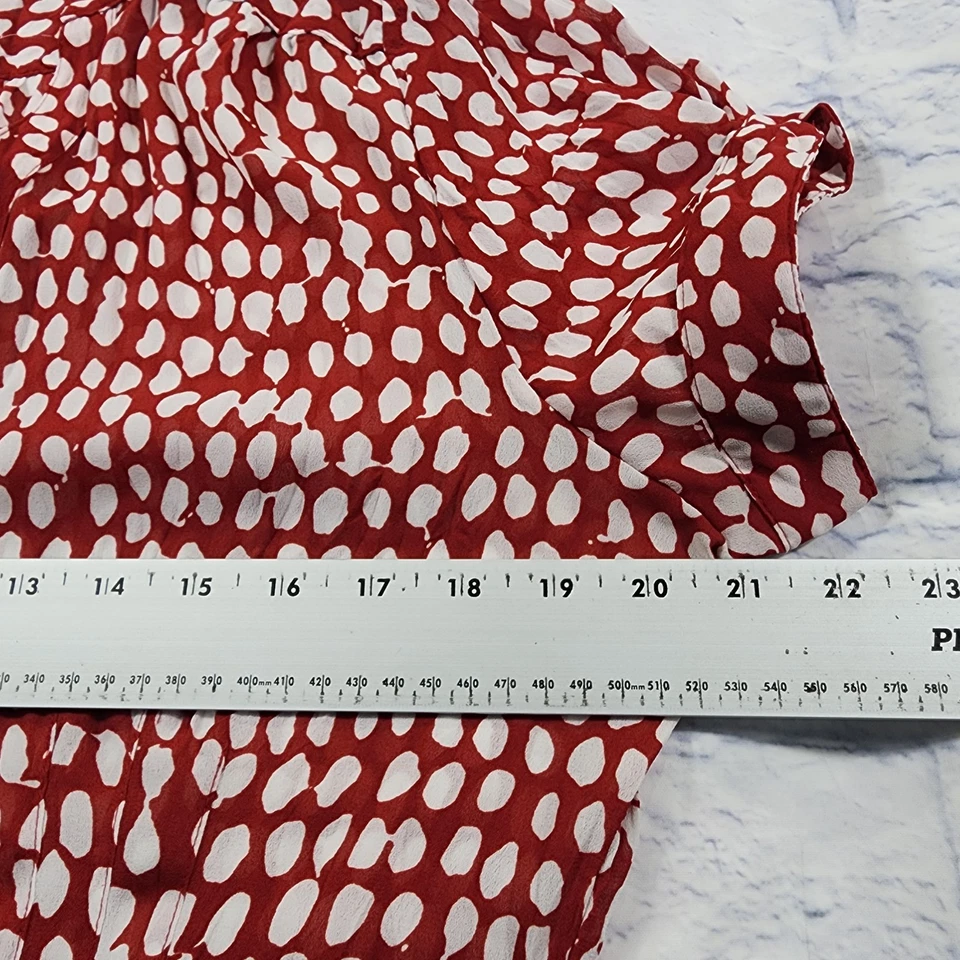 Voilet & Claire Top 女式 L 红色白色圆点衬衫纽扣透明休闲 — 第 4/4 张图片