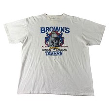 Vintage 1992 Browns Tavern London England TShirt XL White Single Stitch USA Made