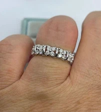 2.10 Ct Round Cut Moissanite Wedding Band Ring 14k White Gold Finish