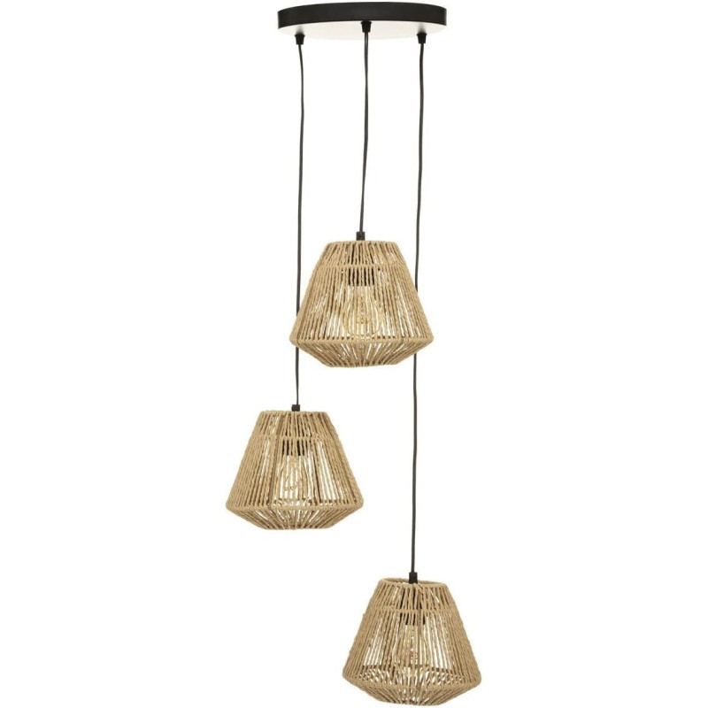 Abat-jour suspension corde pour salon moderne : solution éclairage 3 têtes