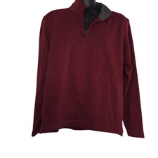 Wrangler Authentics Mens Size Large Red Fleece Lined Pullover 1/4 Zip Sweatshirt