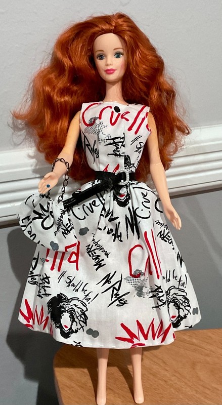 OOAK BARBIE  FASHION ONLY Cruella Pattern Belt AND Purse- SO CUTE