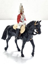 Vintage Soldier w/ Sword on Horse Metal Figure 3.5" Long 3.5" Tall SEE PIC READ