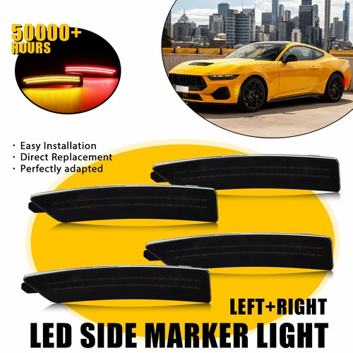 4PC LED Side Markers Fit 2024-2025 Ford Mustang Smoked Lens OE Style PR3Z-15A201 - Picture 20 of 20