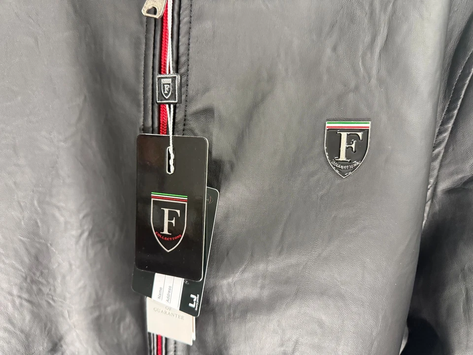 NUEVO CON ETIQUETAS COLECCIÓN F Chaqueta Hombre Cuero Negro Rojo Ribete. Talla L. Estilo: M1754 Foto 2 de 4