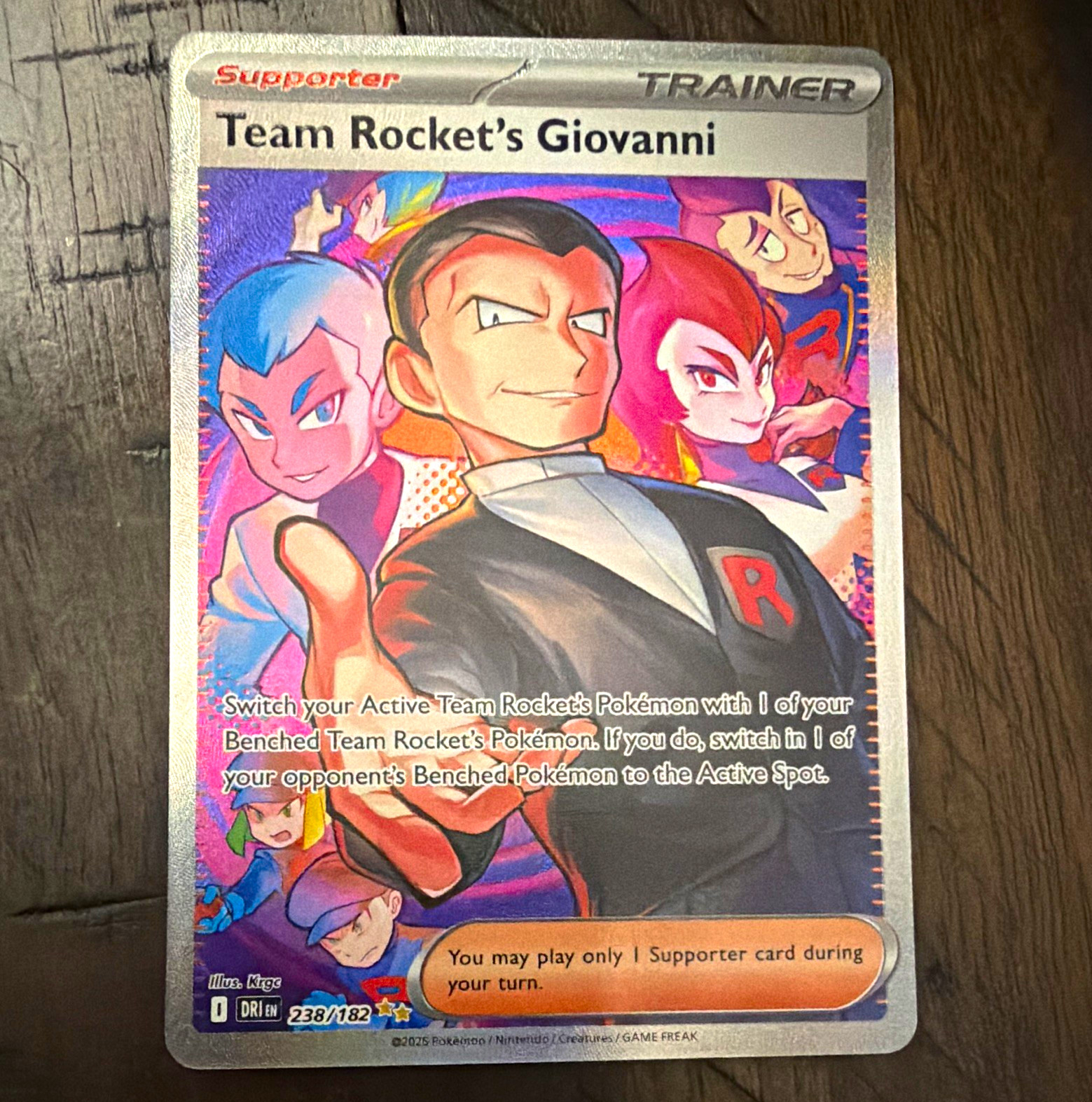 Pokemon Team Rocket's Giovanni Foil Full Art Destined Rivals EN 238/182