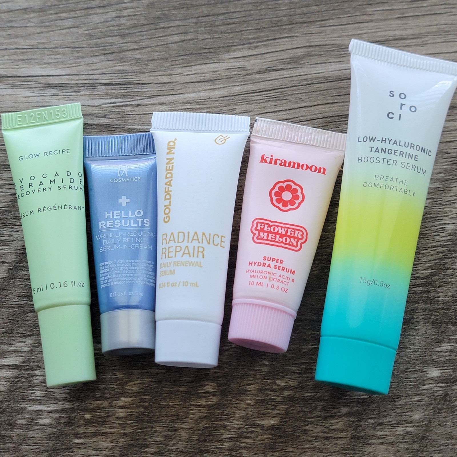 Lote 5 Mini Sueros Faciales Hola Resultados Brillo Receta Goldfaden MD Kiramoon Soroci