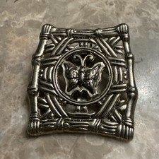 Vintage John Hardy Scarf Clip Boho Butterfly Bamboo Open Work Silver Tone Design