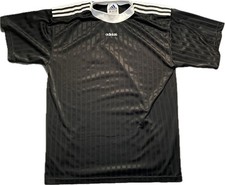 Vintage 90s Adidas Soccer Jersey Shirt Men XL Black Shiny Stripe Trefoil England