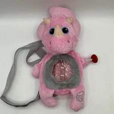 Chupa Chups Pink Triceratops Dinosaur Backpack Carry Bag Plush Purse 13"