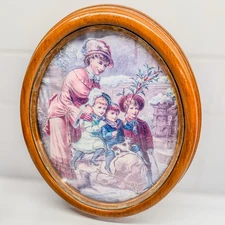 1970’s Gallery Graphics Victorian Art in Oval Frame, 11.5” x 9”