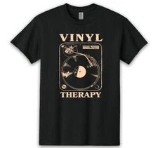 VINYL THERAPY T SHIRT DJ MUSIC CLASSIC RECORD HUNTER COLLECTOR TECHNICS 1200