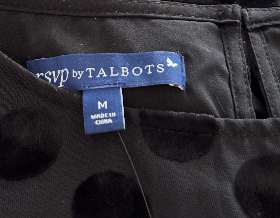Nuevo con etiquetas RSVP By Talbots Mujer’s Talla M Negro Lunares Mezcla Poliéster Pullover Top Foto 3 de 4