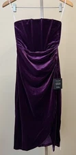 NEW LULUS Size XS Glamorous Celebrations Purple Velvet Strapless Tulip Dress