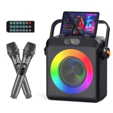 Karaoke Machine with 2 Wireless Mics, RGB Bluetooth Speaker, Portable PA System