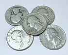 LOT OF 5 WASHINGTON SILVER QUARTERS 90% SILVER VARIOUS DATES #6394